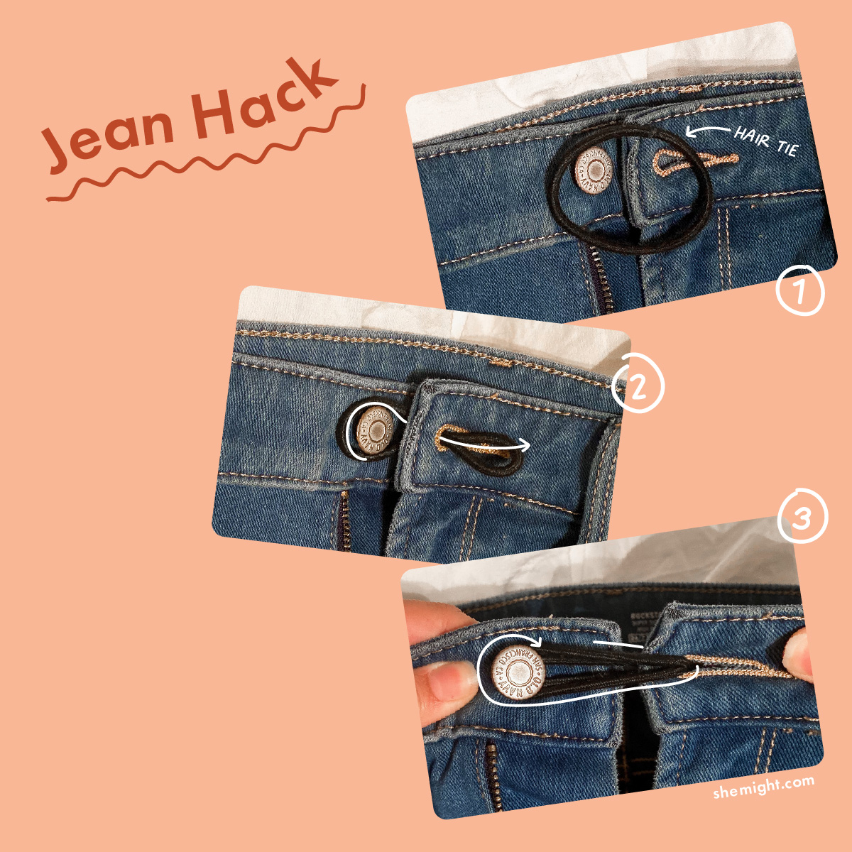 Hairband jean hack during second trimester